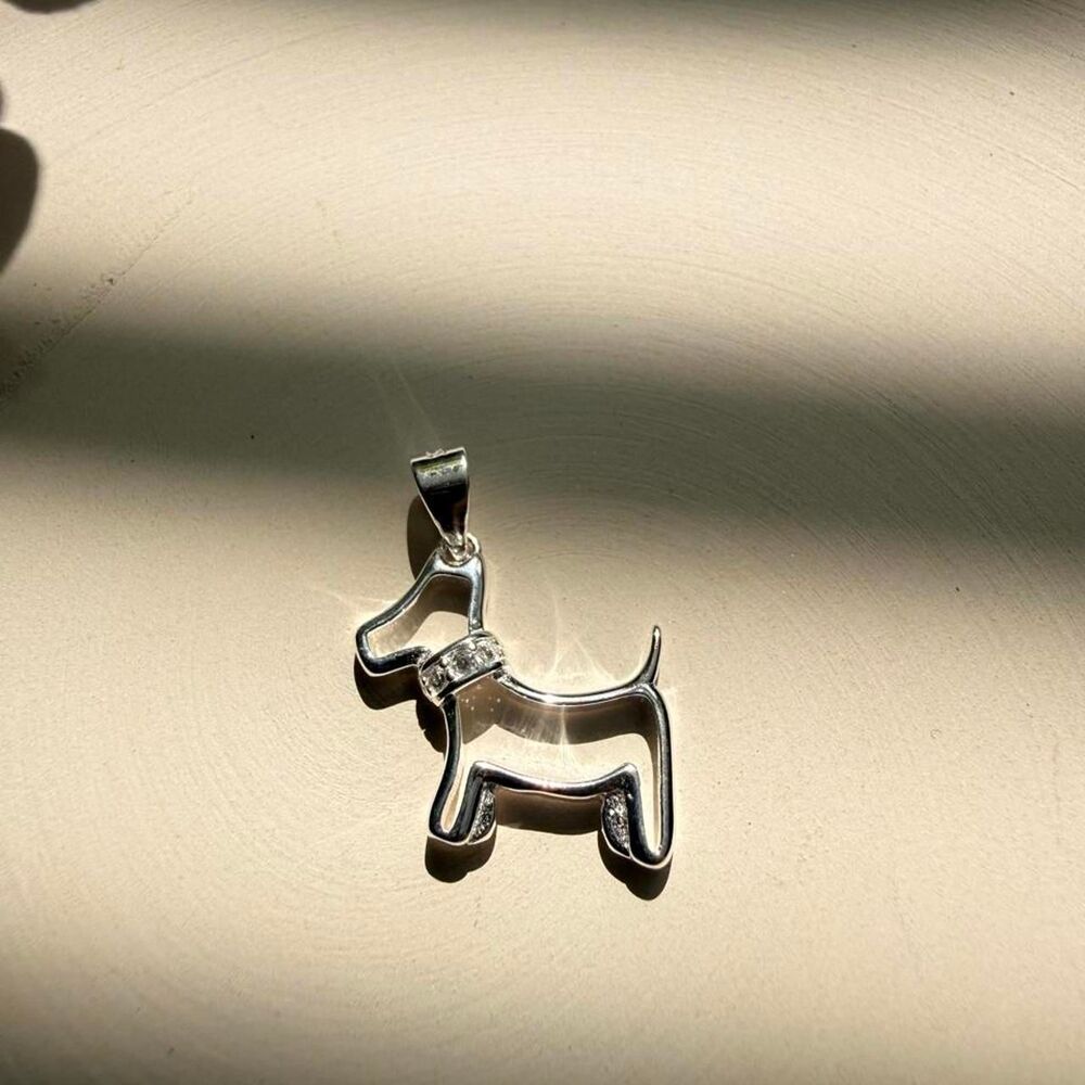 925 Sterling Silver dog pendant